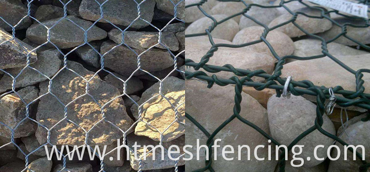 Hexagonal stone cages galvanized gabion baskets gabion mesh for river wall